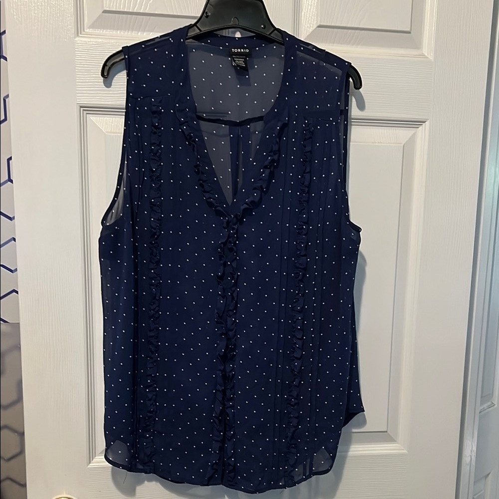 Torrid Blue Sleeveless Ruffled Blouse Size 1